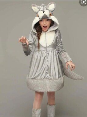 Chasing Fireflies silver fox dress costume in girls size 8 🦊